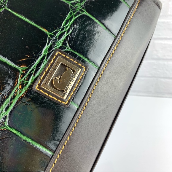 Dooney & Bourke Crocodile Embossed Leather Bucket Satchel Shoulder Bag - Picture 9 of 16